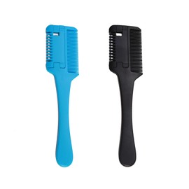 2 Pieces Of Home Hair Shaving Combs, Hair Cutting Tools, Hair Trimmers, Styling Tools, Creative Double-Sided Combs (Blue, Black)