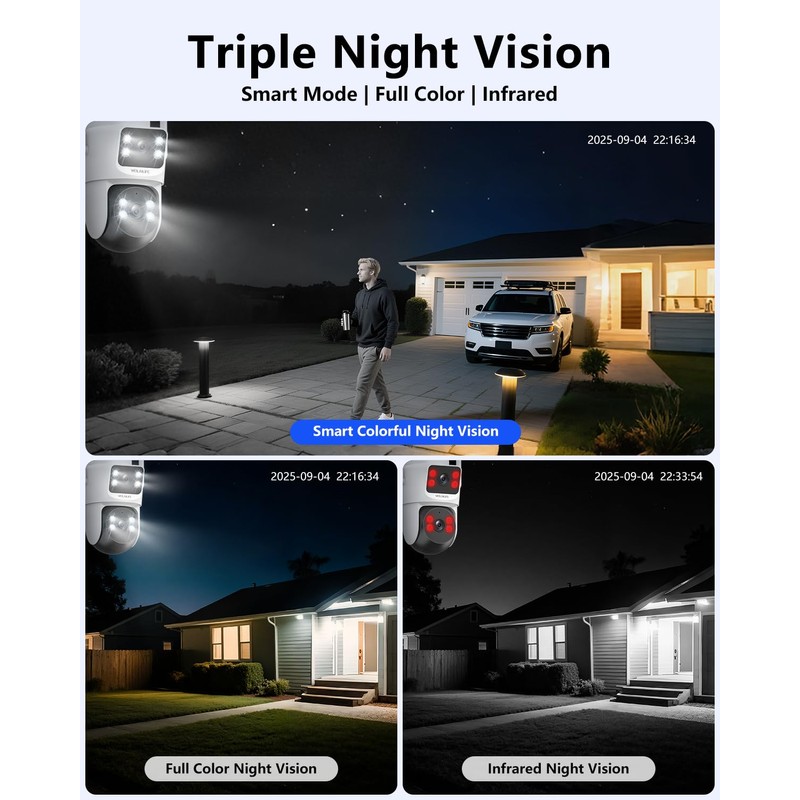 【2-Way Audio】 4MP Extend PTZ Security Cameras Wireless Outdoor