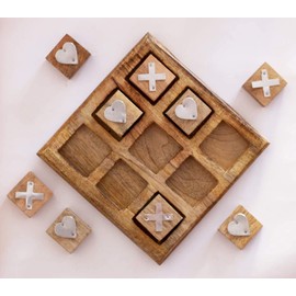 Tic Tac Toe Wooden Board Game, Table Toy Player Room Decor Tables Family XOXO Decorative Pieces Adult Rustic Kids Play Travel Backyard Discovery Night Level Drinking Romantic Decorations.