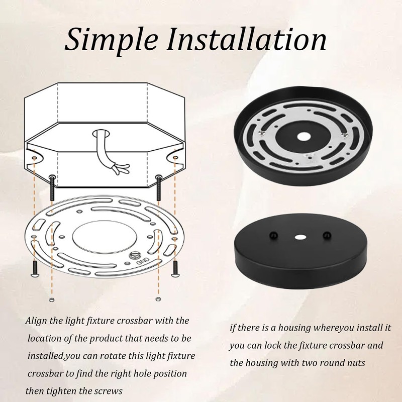 Runseaway 2Pcs Universal Light Fixture Mounting Bracket Kit, 4” Round