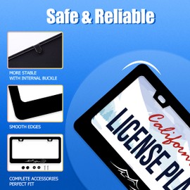 2Pcs Mountains Waves License Plate Frame Mountain Ocean Wave License Plate Stainless Steel Auto Parts Funny License Plate Decorative with Screws Size 12.3" x 6.3" Men Women