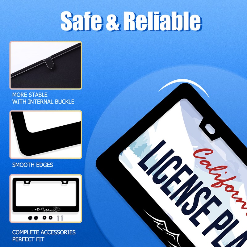 2Pcs Mountains Waves License Plate Frame Mountain Ocean Wave License