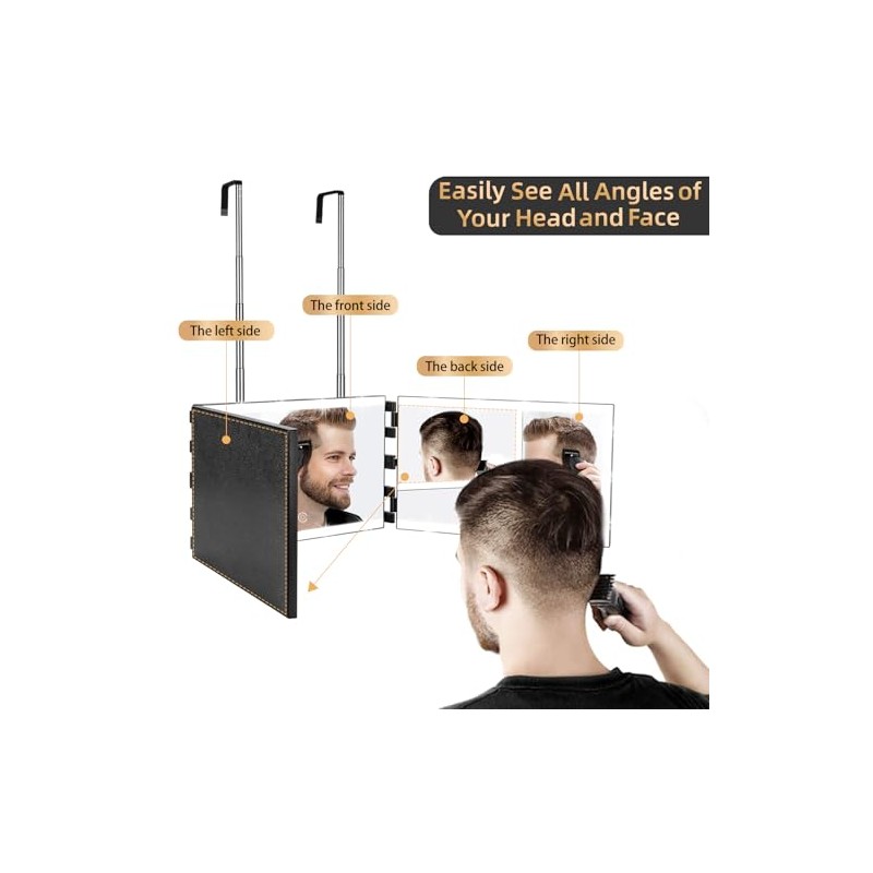 XIGETRAIL Rechargeable 3 Way Mirror for Self Hair Cutting with