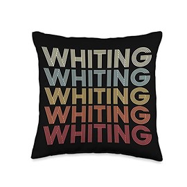 Whiting Indiana Whiting IN Retro Vintage Text Throw Pillow, 16x16, Multicolor
