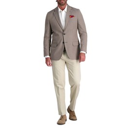 Haggar Men's JMH Premium Tailored Fit Subtle Print Stretch Sport Coat, Mocha