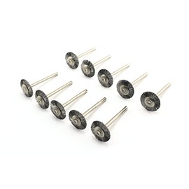 TMAX 10 pc Carbon Steel Bristle 3/4 Inch Flat Wire Brush with 1/8 Inch Shank for Dremel and Other Rotary Tools on Rust Removal, Corrosion and Scrub Surfaces