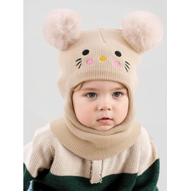 AYPOW Cappello Passamontagna Invernale Caldo per Bambini da 0.5 a 6 Anni, Set Berretto Sciarpa Maglia Termica Antivento Multifunzione per Bambine Bambini Neonati, Cappuccio Berretti Sciarpa Cappuccio