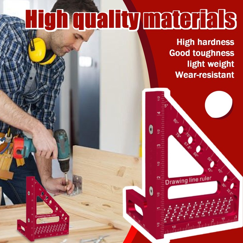 CHmiss 3D Multi-Angle Measuring Ruler, 22.5-90 Degree Aluminium Alloy 3D