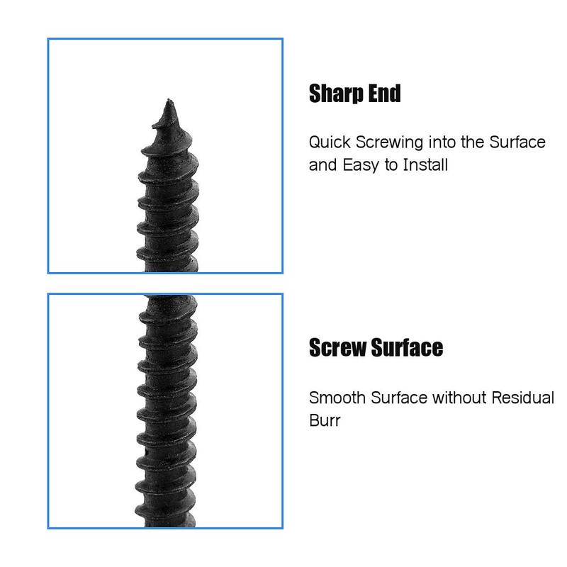 STARVAST 100pcs Phillips Modified Truss Head Wood Screws, Black Stainless