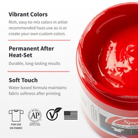 Speedball Fabric Screen Printing Ink Studio Set, 12-Colors, 8-Ounce for T-Shirt and Silkscreen Printmaking