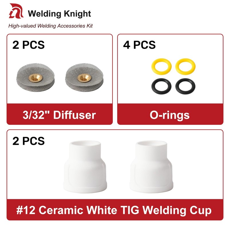 Welding Knight #12 Ceramic (Twin Pack) White TIG Welding Cups
