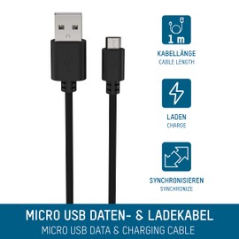 Ansmann Unisex - Adult Charging Cable - 2029114705 Charging Cable, Black, 100 cm