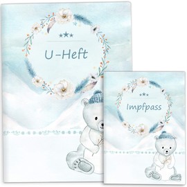 OLGS Examination Book and Vaccination Certificate Cover Set | North Pole | Examination Book Cover & Vaccination Certificate Cover | Protective Cover Gifts Baby | Baby Gifts for Birth (Examination Book