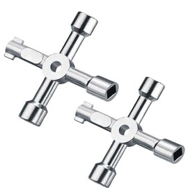 Maveek Utility Key, 2 Pack Silver 4-Way Multi-Functional Cabinet Box Key for Electric Water Gas Meter Cupboard Cabinet Keyed Padlocks