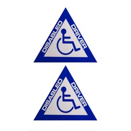 Tek Automotive Twin Pack Disabled Stickers for Cars – 14.5cm x 12.5cm – Gloss Vinyl Disability Car Stickers – Triangle Disabled Badge Decal for Vehicles, Taxis, Vans & Home – Weatherproof & Durable