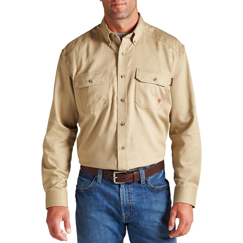 Ariat Male FR Solid Work Shirt Khaki X-Large