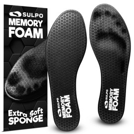 SULPO Memory Foam Insoles - Soft, Comfortable & Thin Insoles for Men & Women Insoles for Trainers Sports Shoes Support Foot Comfort & Fit Size 46