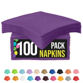 100 Pack Purple Paper Napkins Disposable, 2 Ply Party Napkins, Purple Disposable Napkins, Fun Napkins Everyday - Purple Napkins Great As Luncheon Napkins Or Dinner Napkins Paper Exquisite