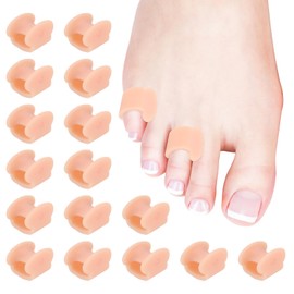 PATIKIL Pinky Toe Spacers, 12 Pcs Gel Toe Separator for Women & Men Single Loop Toe Spreader for Overlapping & Curled Little Toes Cushions Corrector & Straightener, Beige