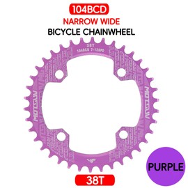 QIAMNI 104 BCD 32T 34T 36T 38T Narrow Wide Single Chain Ring with 4 Pieces Sprocket Bolts for Road Bikes, Mountain Bikes, BMX MTB Bike (Purple, 38T)