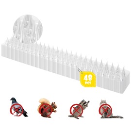 Touri Upgraded 48 Pack Clear PVC Bird Spikes Deterrent Strips, Anti Bird Spikes Outdoor, Long Paired with Short Spikes Narrow Gaps to Prevent Birds from Standing and Keep Birds Cats Pigeons Away