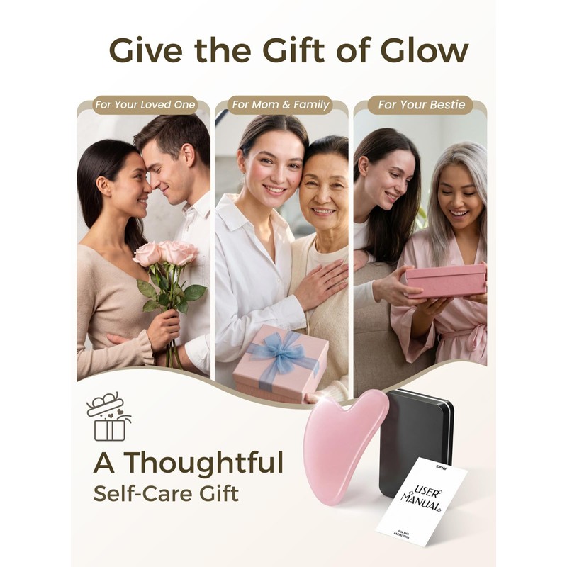 Gua Sha Facial Tool – Pink Stone Guasha Tool for