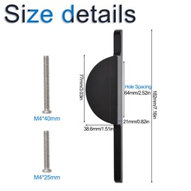 INCREWAY Brushed Black Drawer Pulls 2 Set Half Moon Drawer Pulls, 2.5 inch(64mm) Hole to Hole Semi Circle Cabinet Pull Handles for Kitchen Cabinet Cupboard Dresser