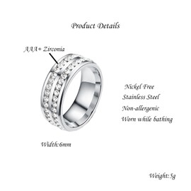 MAGIIE Jewellery Men's Rings Steel Titanium Women's Ring Pair Zircon Rings Engagement Rings Band Rings Men Black Size 54 to 64, Stainless Steel, No Gemstone