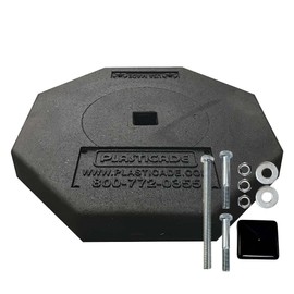 Plasticade Rubber Base for Portable Sign Stand System for Parking Lots, Crosswalks, Malls, Construction Sites, Recycled Rubber, Resistant to Weathering, 30lbs., 18" x 18" x 3", Black, Post Not Included
