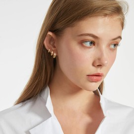 Gold Hoop Earrings for Women, 14K Plated Chunky Earring Set for Women Hypoallergenic Thick Lightweight Hoop Earrings for girl Jewelry Gifts (8+10+12mm)