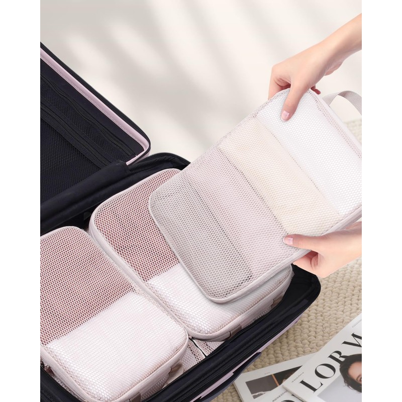 ECOHUB 4-Piece Packing Cubes Compression, 300% Higher Tear Resistance Suitcase
