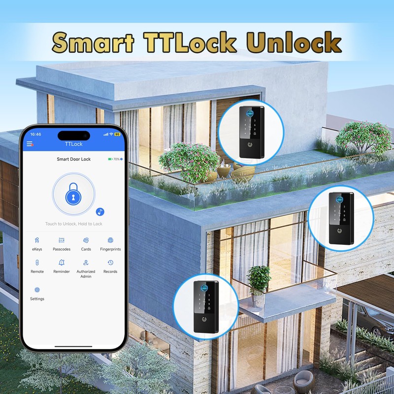 Biometric Smart Lock Deadbolt. Keyless Entry Door Lock with App