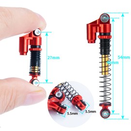 1/24th 48mm RC Car Shocks Aluminum Alloy Absorber Damper for All AXIAL SCX24 AXI90081 Deadbolt C10 Bronco, Red