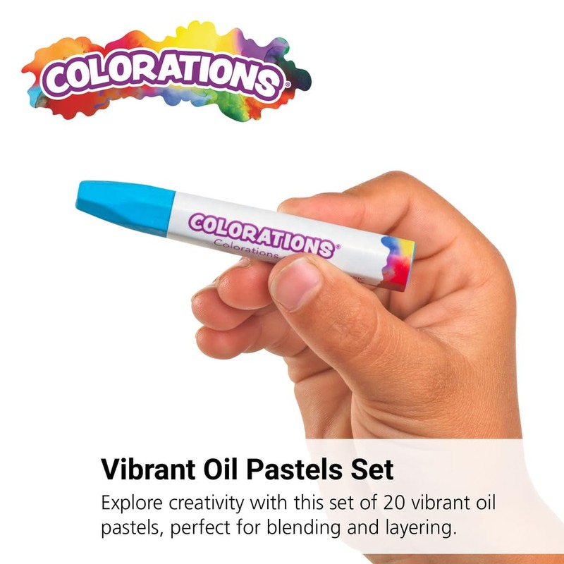 Colorations Oil Pastels, 20 Colors, Set of 100, All Ages,