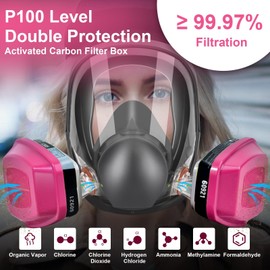 ZXICH Reusable Full Face Respirator Mask, Anti-Fog and Dustproof Cover Mask, for Painting, Gas, Paint, Dust, Chemicals and Other Work Safety