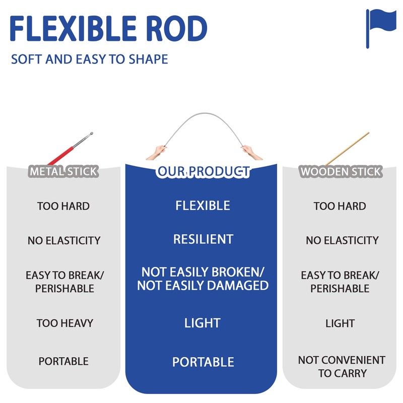 Baisdan 8 Piece Flex Rods, 35 in Worship Flags Bendable