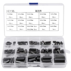 AYNEFY 140pcs Motor Shaft Keys Set, Stainless Steel Machine Key Assortment kit Flywheel Pulley Crank Way Round Ended Feather Key Set