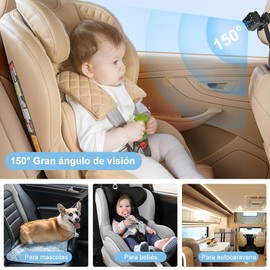 JESWO Camara para Carro Bebe Asiento Trasero HD 1080P, Espejo para Bebe Auto Pantalla 4.3'', Espejo Retrovisor para Auto Bebe con Giratorio 360°, Camara Coche Bebe, Ángulo de Visión Amplio de 150°