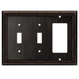 Henne Bery Sunken Pearls Decorative Wall Plate Switch Plate Outlet Cover (Double Toggle/Single Decorator, Aged Bronze)