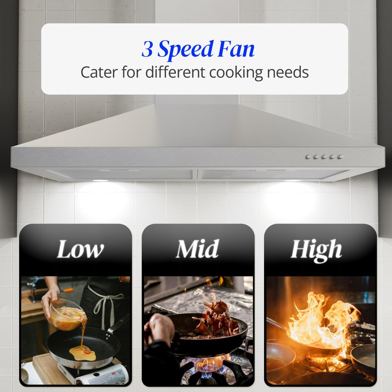 FIREGAS Range Hood 30 inch, Wall Mount Range Hood with