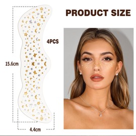 Auiremrti 4 Stück Glitzer Sommersprossen Make-up Patches,Wasserfeste Glitzer Gesicht Sommersprossen Tattoo,Blumen und Schmetterlinge Funkelnde Temporäre Tattoos,Festival Freckles