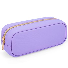 Cute Preppy Makeup Bag Cosmetic Zipper Purse Organizer - Waterproof Nylon Coin Pouch Sanitary Napkin Storage Bag for Women (Purple-Small)