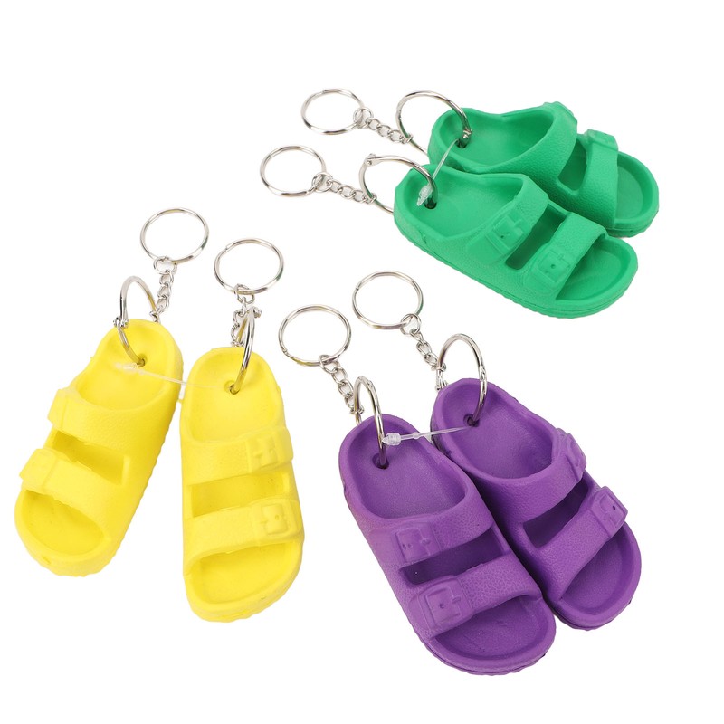 3 Pairs Slipper Keychain Silicone Multifunctional Key Chain Key Ring