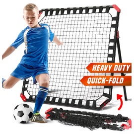 TGU-Sports Soccer Rebound Net - Skill Training Gifts, Aids & Equipment for Kids & Teens | Portable Kick-Back Rebounder, Football Team Exercises & Solo Practice, Black, 4ftx4ft, NOS032402026