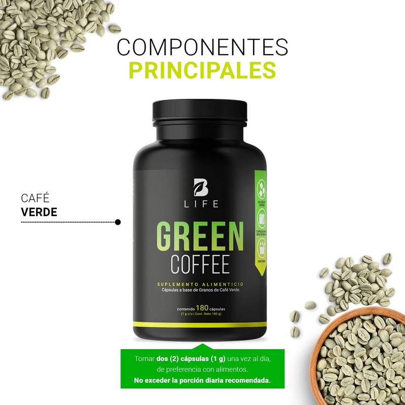 Café Verde Puro 180 Cápsulas. Ingredientes naturales. Green Coffee B