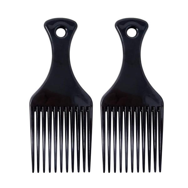 2 Pcs Afro Hair Comb - Black Professional Styling Heat Resistant Afro Comb, Wide Tooth Hair Pick Comb Hairdressing Styling Tool for Natural Curly All Hair Types Salon Hair Styling Supplies