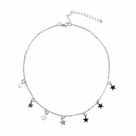 LEEQBCR - 1 Pcs Boho Star Necklace, Pentagon Star Pendant Necklace, High Quality Clavicle Chain, Jewelry for Women and Girls, Silver