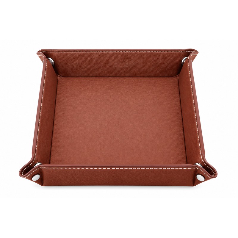 Folding PU Leather Valet Tray for Daily Essentials – Collapsible
