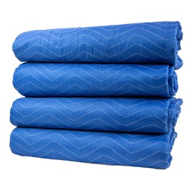 Mytee Products 4 Pack 72" x 80" (85 lb/dz Weight) Heavy Duty Moving Blankets - Blue Woven Polyester Furniture Moving Pads for Protection in Moving or Storage