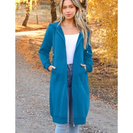 Zeagoo 2024 Womens Oversized Long Hoodies Fleece Sweatshirts Long Sleeve Sweaters Zip Up Fall Clothes with Pocket Blue